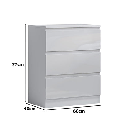 Carlton 3 Drawer Chest Of Drawers - White Gloss Front