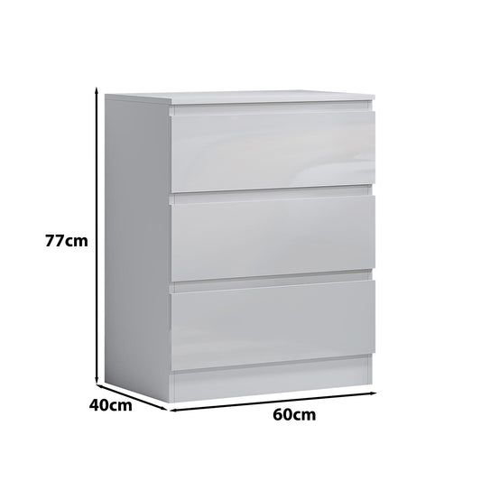 Carlton 3 Drawer Chest Of Drawers - White Gloss Front