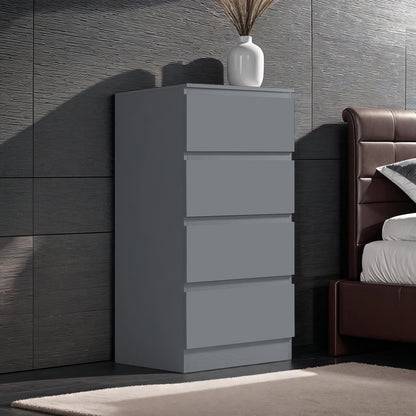 Carlton 4 Drawer Slim Tallboy Chest of Drawers Matt Dark Grey