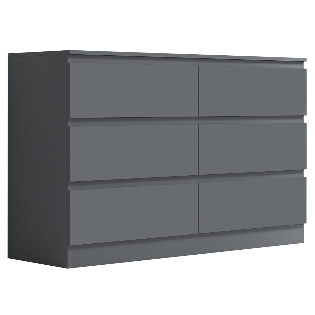 Carlton 6 Drawer Wide 3+3 Chest of Drawers - Matt Dark Grey