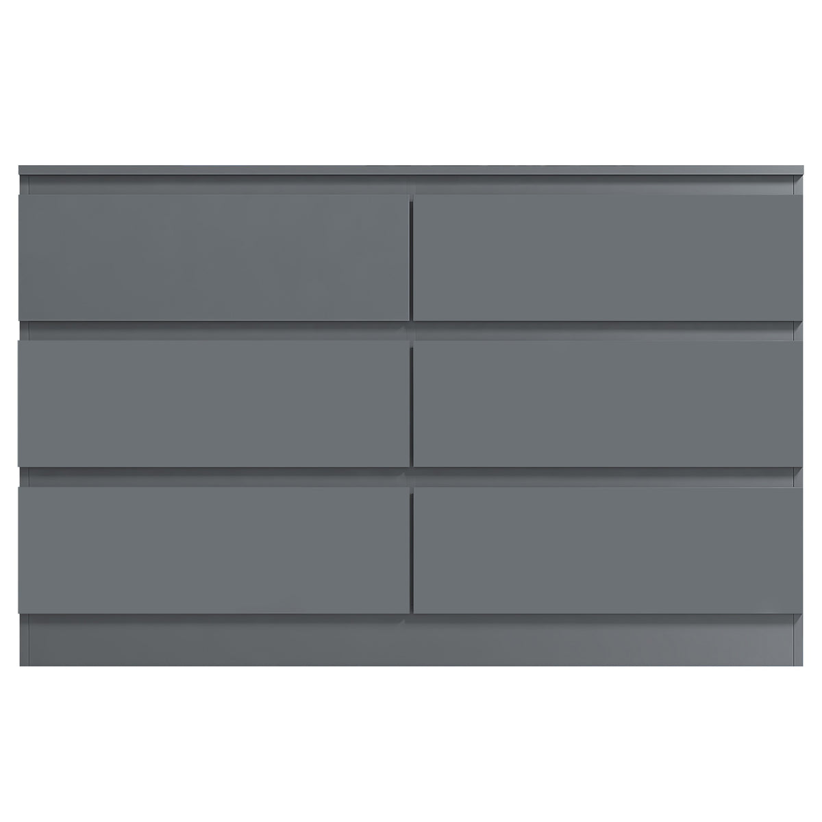 Carlton 6 Drawer Wide 3+3 Chest of Drawers - Matt Dark Grey