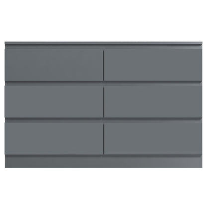 Carlton 6 Drawer Wide 3+3 Chest of Drawers - Matt Dark Grey