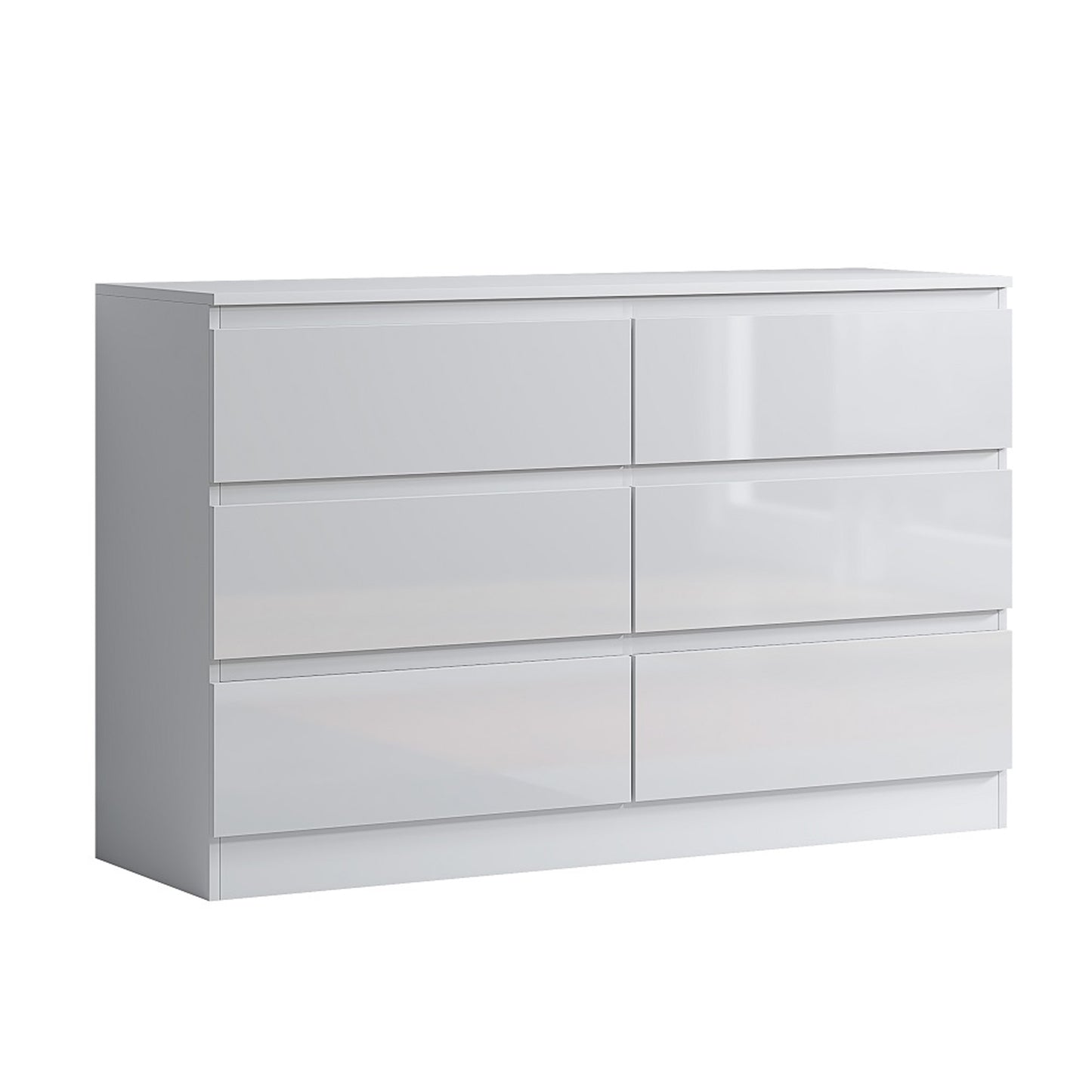 Carlton 6 Drawer Wide 3+3 Chest Of Drawers - White Gloss Front