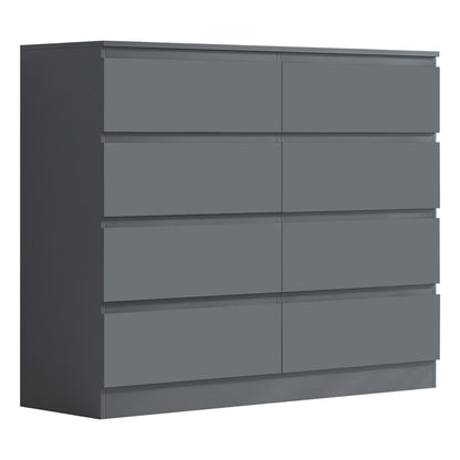 Carlton 8 Drawer Wide 4+4 Chest of Drawers - Matt Dark Grey