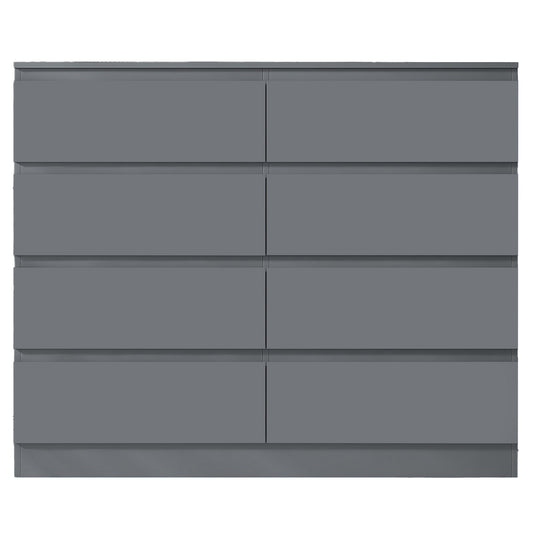 Carlton 8 Drawer Wide 4+4 Chest of Drawers - Matt Dark Grey