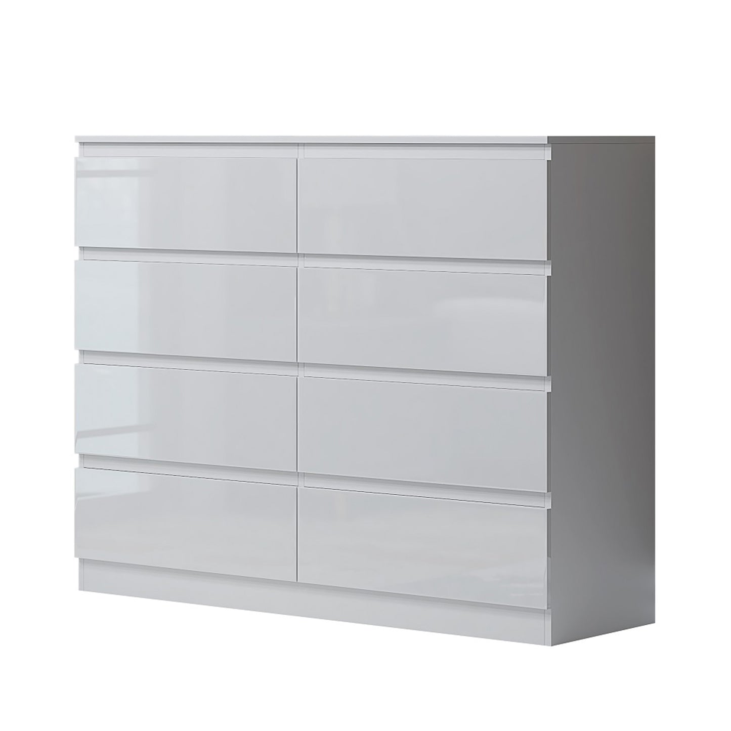 Carlton 8 Drawer Wide 4+4 Chest Of Drawers - White Gloss Front
