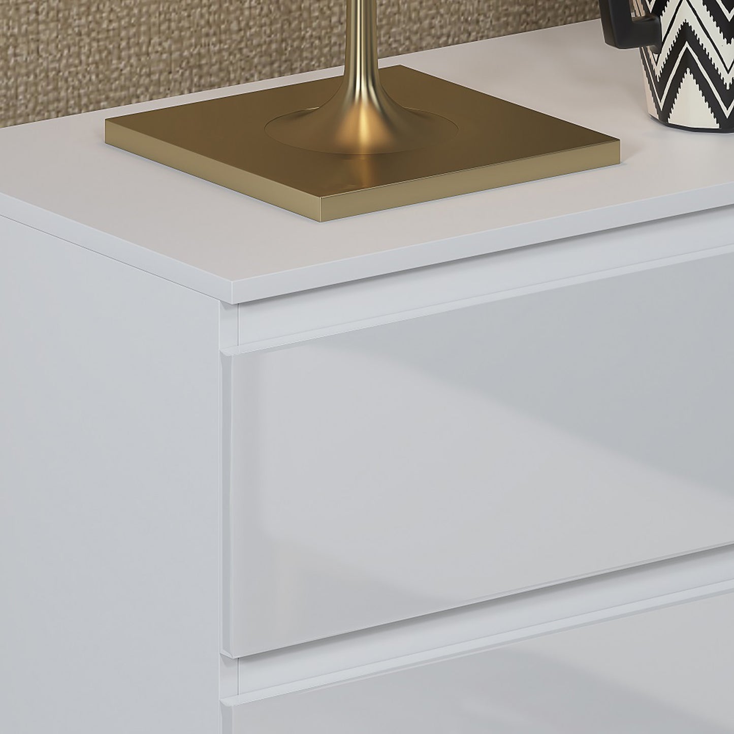 Carlton 8 Drawer Wide 4+4 Chest Of Drawers - White Gloss Front
