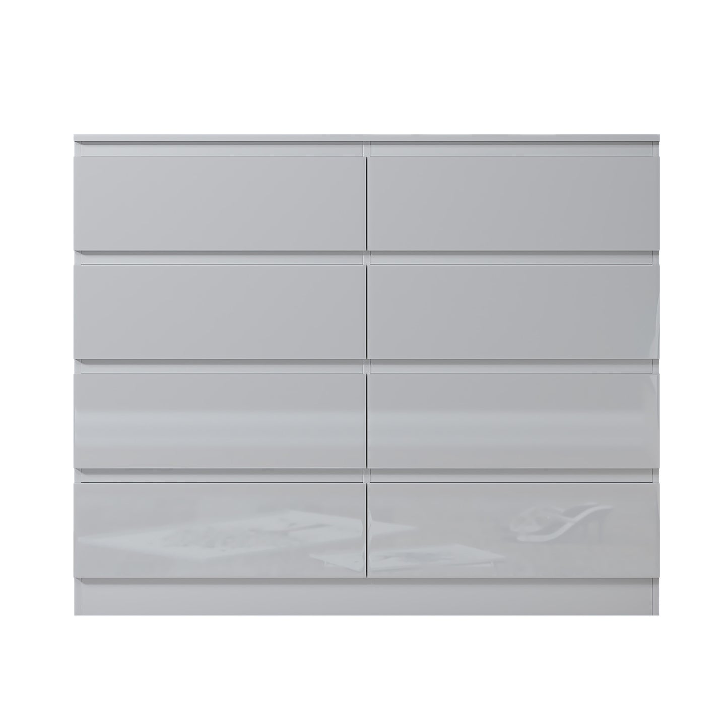 Carlton 8 Drawer Wide 4+4 Chest Of Drawers - White Gloss Front