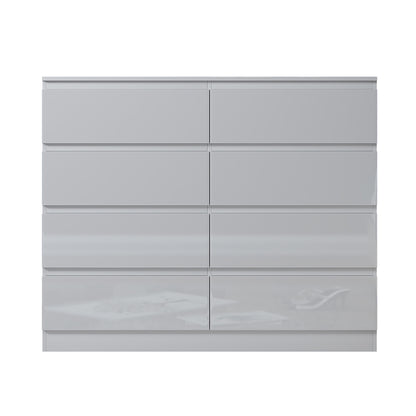 Carlton 8 Drawer Wide 4+4 Chest Of Drawers - White Gloss Front