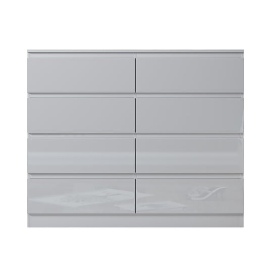 Carlton 8 Drawer Wide 4+4 Chest Of Drawers - White Gloss Front