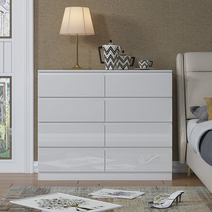Carlton 8 Drawer Wide 4+4 Chest Of Drawers - White Gloss Front