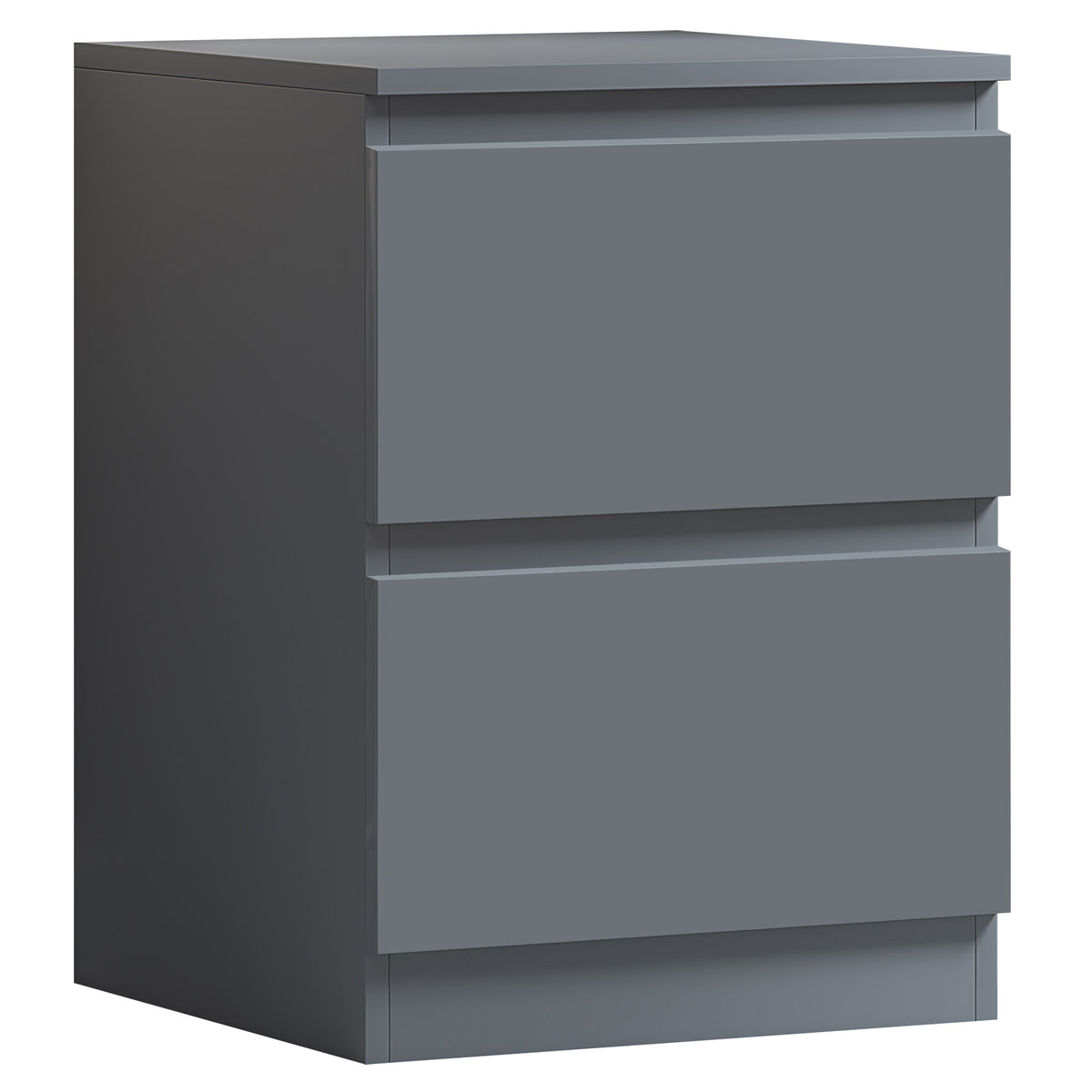 Carlton 2 Drawer Bedside Nightstand - Matt Dark Grey