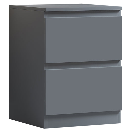 Carlton 2 Drawer Bedside Nightstand - Matt Dark Grey