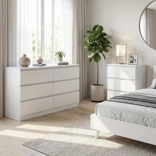 Carlton Matt White 6 Drawer and 3 Drawer Chests Offer