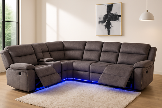 Berlin Electric Recliner Corner Sofa – Microfibre Fabric