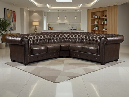 Chesterfield Large Corner Sofa – Antique Brown