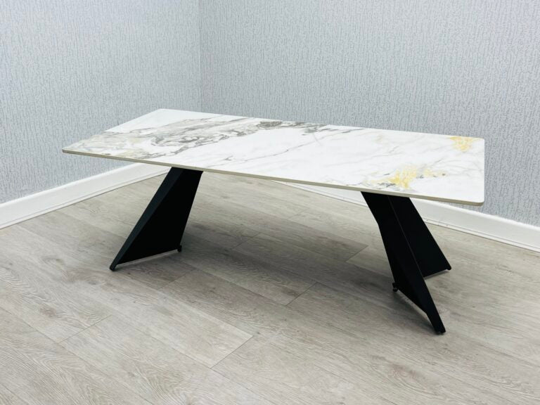 Chicago Ceramic Coffee Table Black & Gold/Cream & Gold