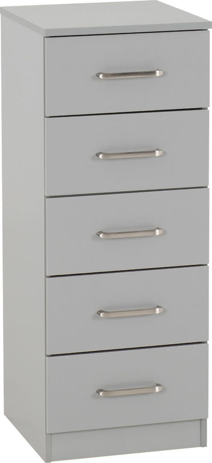 Dakota 5 Drawer Narrow Chest – Multiple Finishes