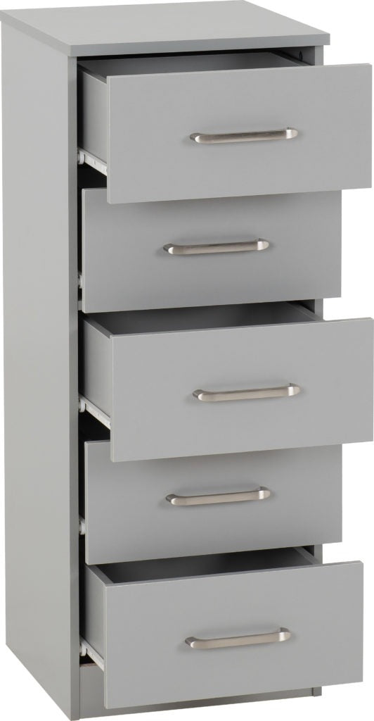 Dakota 5 Drawer Narrow Chest – Multiple Finishes