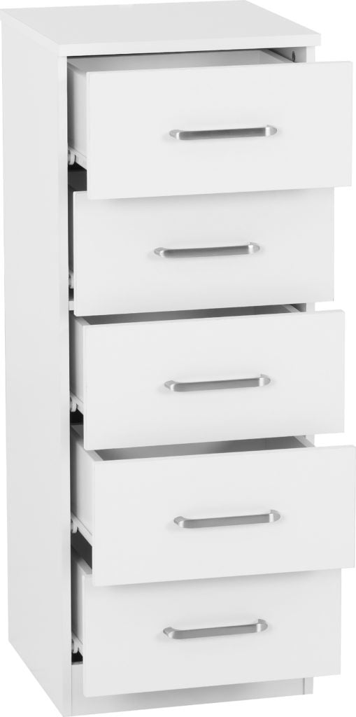 Dakota 5 Drawer Narrow Chest – Multiple Finishes