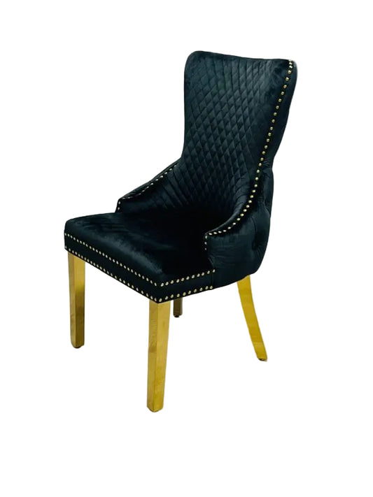 Victoria Black & Gold Ring Knocker Dining Chair (Set of 2)