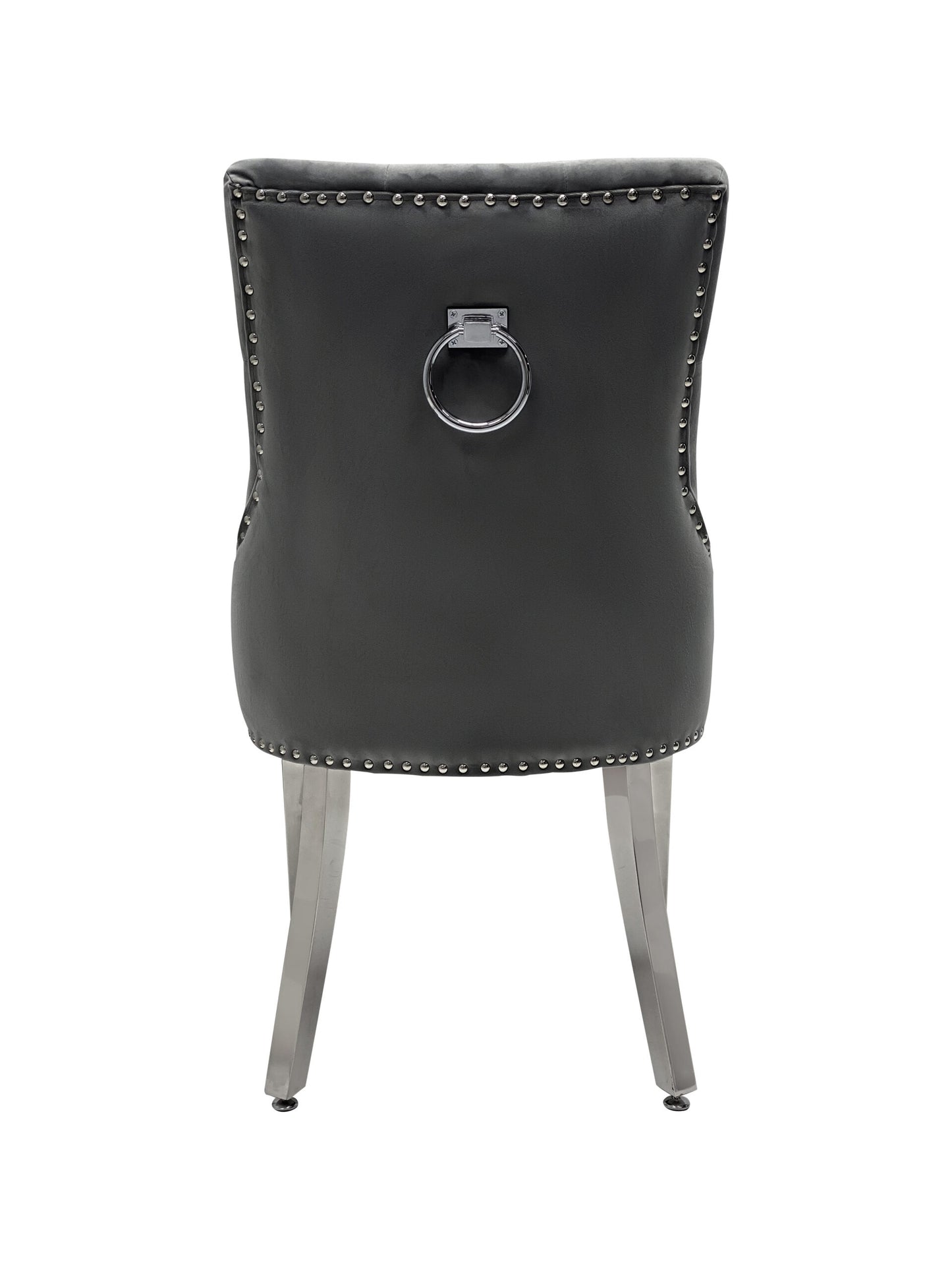 Valencia Dining Chair Light Grey/ Hudson Grey PU Leather/ Black (Set Of 2)