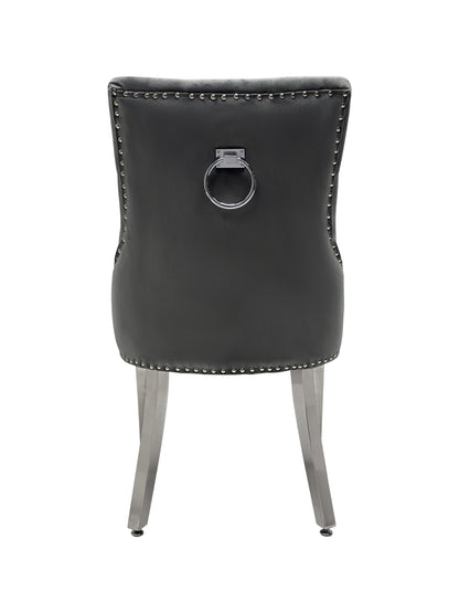 Valencia Dining Chair Light Grey/ Hudson Grey PU Leather/ Black (Set Of 2)