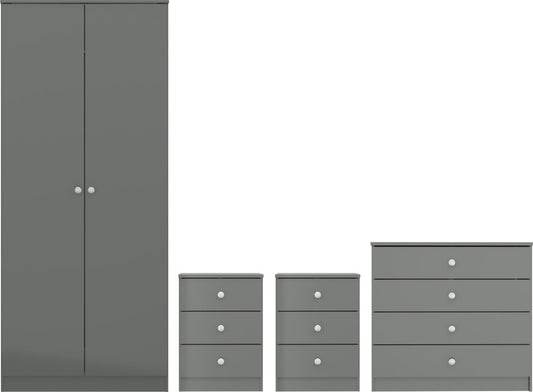 Denver 2 Door Wardrobe Bedroom Set – Grey Gloss or White Gloss Finish