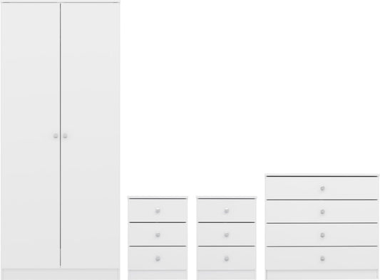 Denver 2 Door Wardrobe Bedroom Set – Grey Gloss or White Gloss Finish