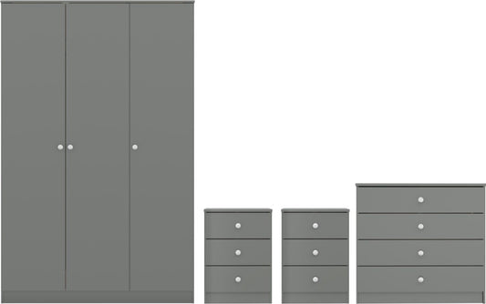 Denver 3 Door Wardrobe Bedroom Set – Grey Gloss or White Gloss Finish