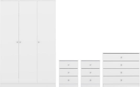 Denver 3 Door Wardrobe Bedroom Set – Grey Gloss or White Gloss Finish