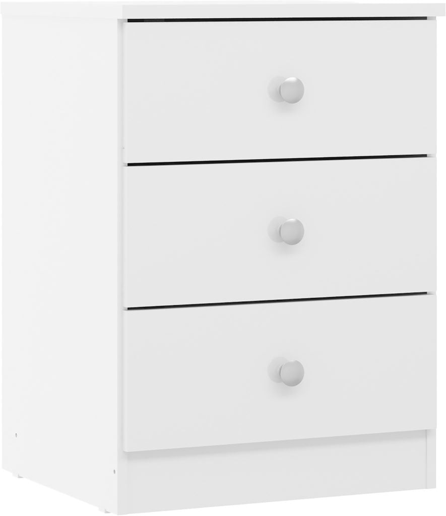 Denver 3 Drawer Bedside – White Gloss & Grey Gloss