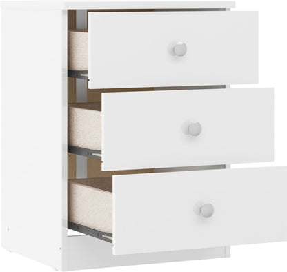 Denver 3 Drawer Bedside – White Gloss & Grey Gloss