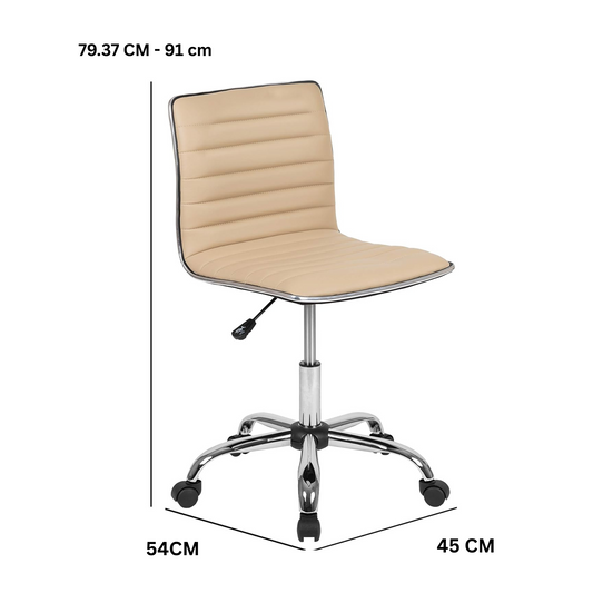 Tan Faux Leather Low Back Designer Office Chair