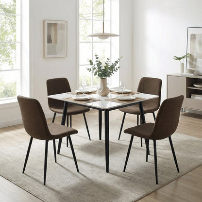 Nova Cream Square Dining Set with 4 Esme Dark Brown Chairs