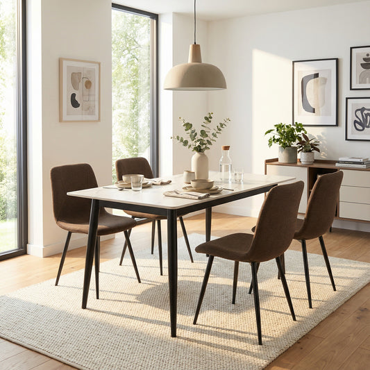 Esme Pack of 4 Dark Brown Fabric Dining Chairs