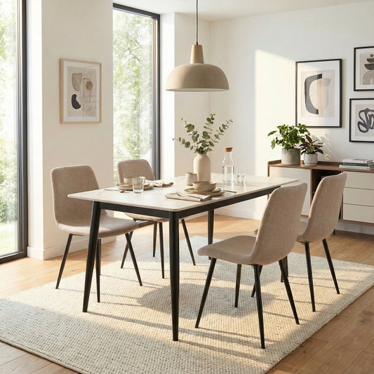 Esme Pack of 4 Light Brown Fabric Dining Chairs