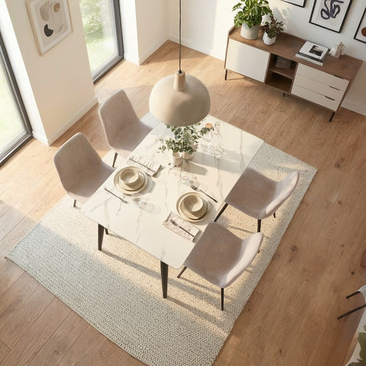 Nova Sintered Stone Dining Table 110x60cm - Cream Marble