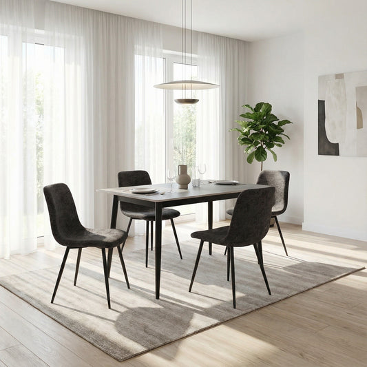 Evie Pack of 4 Grey Fabric Dining Chairs