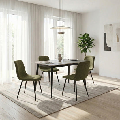 Evie Pack of 2 Light Green Fabric Dining Chairs