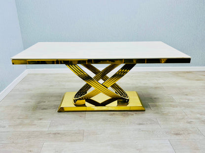 Elina Black and Gold Marble Dining Table 1.8m