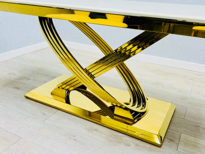 Elina Black and Gold Marble Dining Table 1.8m