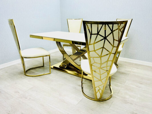 Elina Black and Gold Marble Dining Table 1.8m