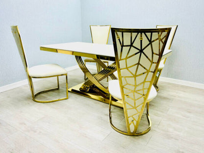 Elina Black and Gold Marble Dining Table 1.8m