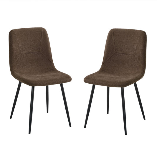 Esme Pack of 2 Dark Brown Fabric Dining Chairs