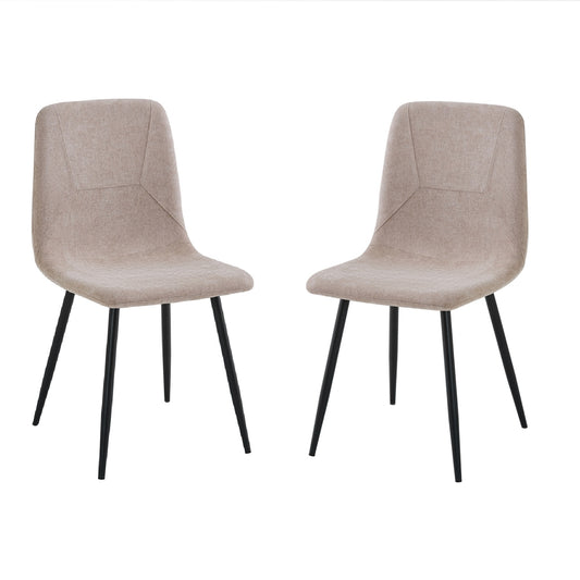 Esme Pack of 2 Light Brown Fabric Dining Chairs