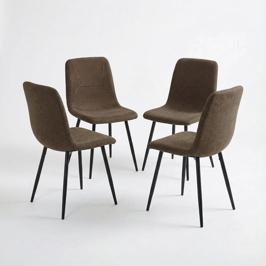 Esme Pack of 4 Dark Brown Fabric Dining Chairs