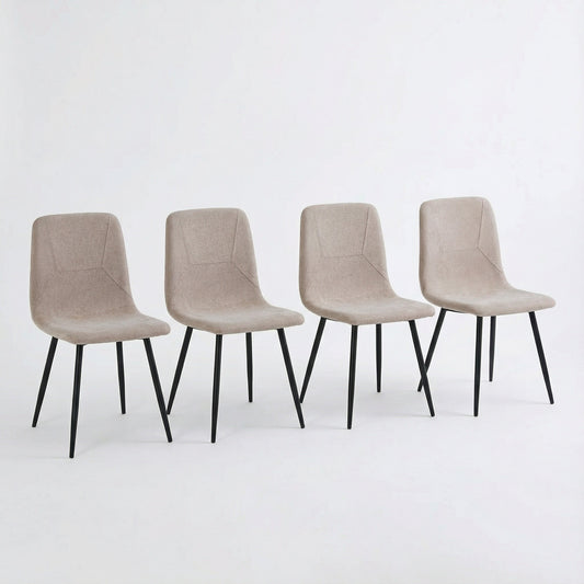 Esme Pack of 4 Light Brown Fabric Dining Chairs