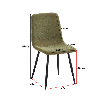 Evie Pack of 2 Light Green Fabric Dining Chairs