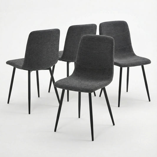 Evie Pack of 4 Grey Fabric Dining Chairs